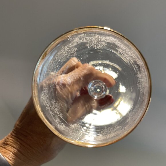 Pasabahce Circle Wine Glasses Gold Rimmed Art of Glass Turkey Set of 5 NWOB - Picture 8 of 11